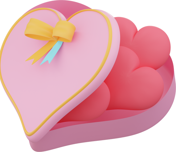 Heart Gift box 3D Illustration