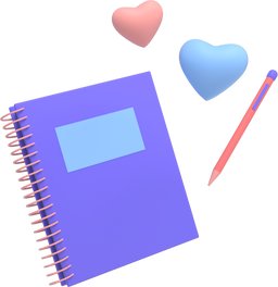 3D Notebook and Pencil