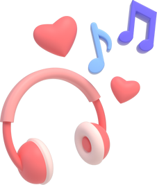 3D Headphones and Music Notes