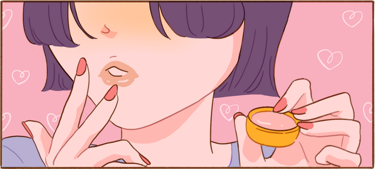 Manhwa Style Panel Applying Lip Balm